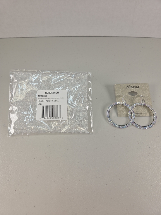 Nordstrom Jewelry - NWT Nordstrom Natashs Silver Iridescent Crystal Hoop Earrings